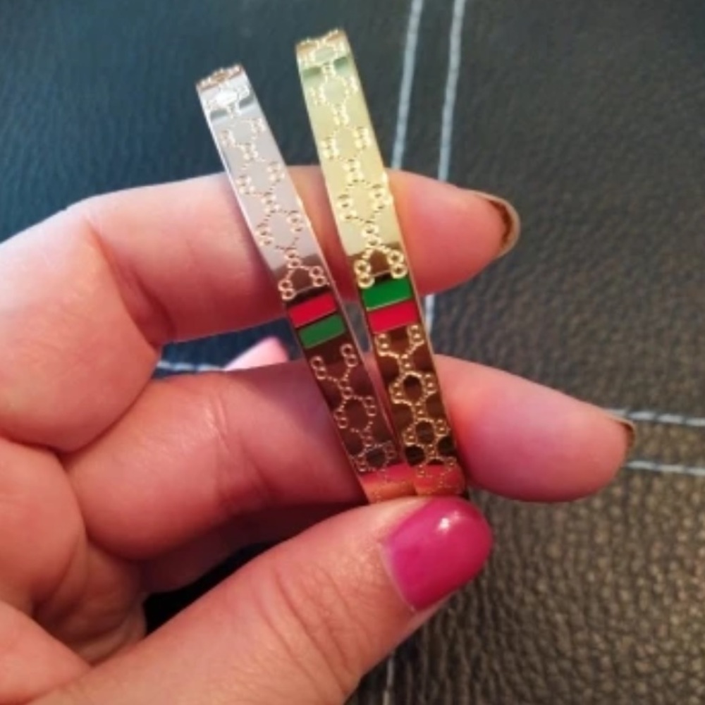 Gold Love Red and Green Bangle